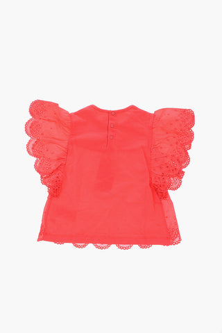 Short sleeve crew-neck blouse