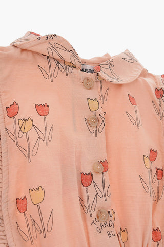 printed puffed sleeve shirtdress