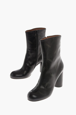 10cm Leather Logo Printed Ankle Boots