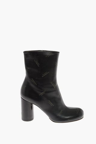 10cm Leather Logo Printed Ankle Boots
