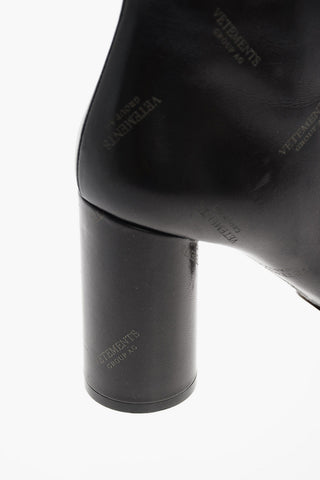 10cm Leather Logo Printed Ankle Boots