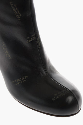 10cm Leather Logo Printed Ankle Boots