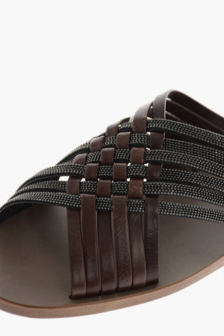 Sandalo in Pelle Intrecciata 