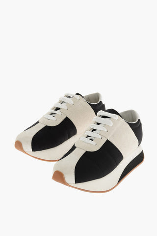 Sneakers in Pelle e Tessuto con Platform 3cm