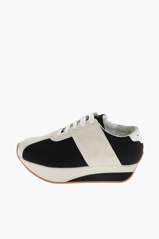 Sneakers in Pelle e Tessuto con Platform 3cm