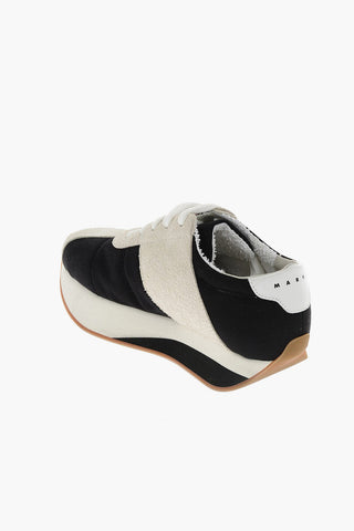 Sneakers in Pelle e Tessuto con Platform 3cm