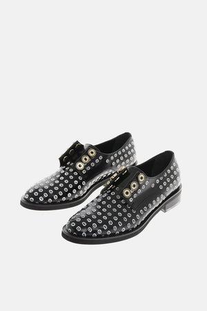 Scarpe Derby in Pelle con Ricami All-Over