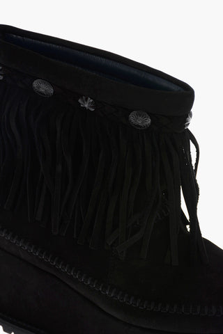 6cm Suede Leather Fringed Ankle Boots with Platform