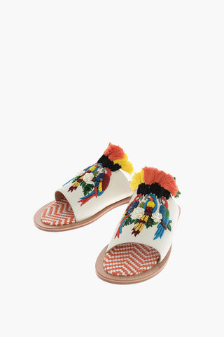 Leather Embroidered Open Toe Sandal