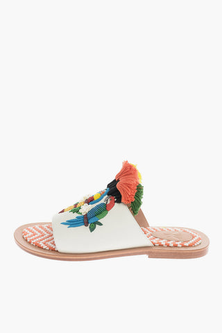 Leather Embroidered Open Toe Sandal