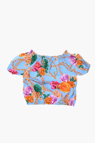 floral-print blouse