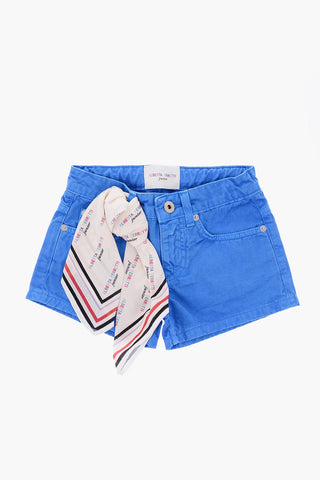 shorts in denim con ricamo