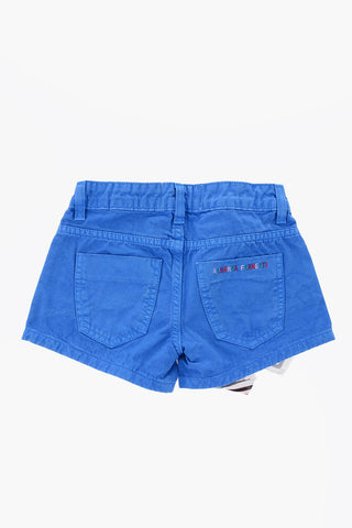shorts in denim con ricamo