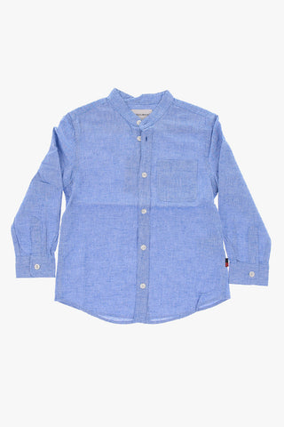mandarin collar shirt with breast pocket
