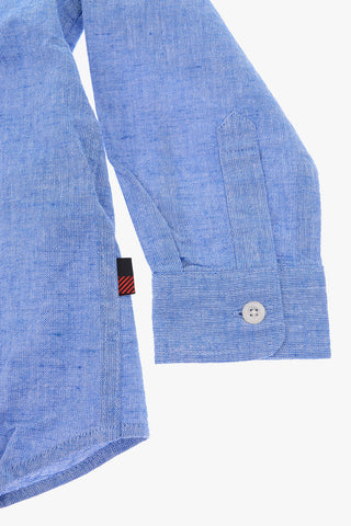 mandarin collar shirt with breast pocket