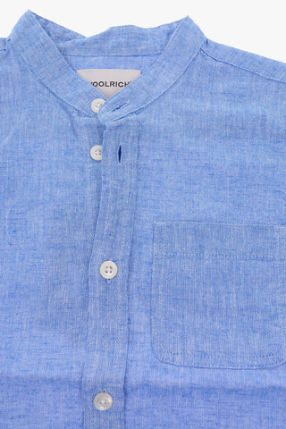 mandarin collar shirt with breast pocket