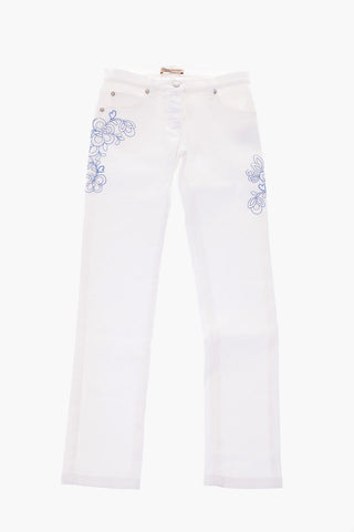 Embroidered stretch cotton jeans