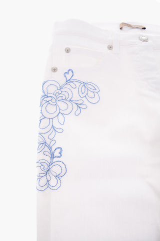 Embroidered stretch cotton jeans