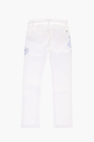 Embroidered stretch cotton jeans