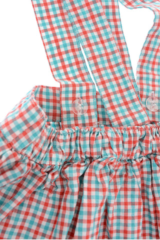 check drawstring waist skirt