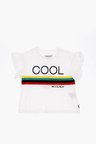 crew-neck ruffled sleeve t-shirt