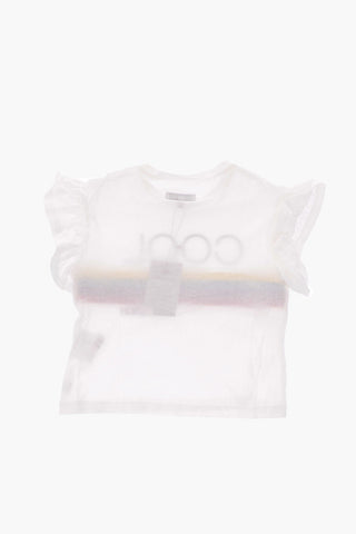 crew-neck ruffled sleeve t-shirt