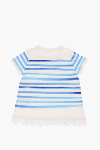 striped t-shirt with sangallo details