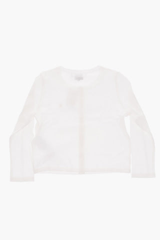 Cotton Crew-neck Cardigan with Cherry Embroidery