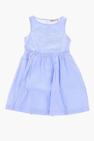 vestito a righe senza manica con dettagli strass