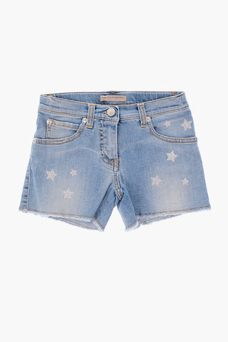 stretch cotton shorts with glittery stars