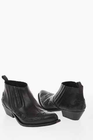 Vintage effect leather SANTIAGO Western boots