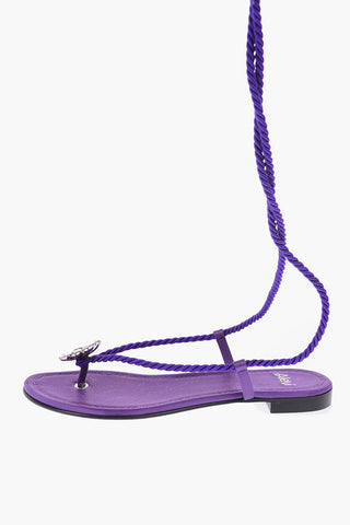satin MIRA Lace-up sandals with rhinestone embellished