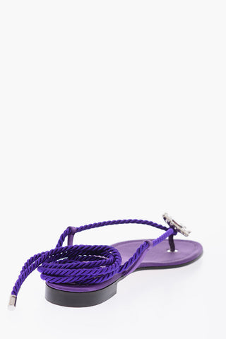 satin MIRA Lace-up sandals with rhinestone embellished