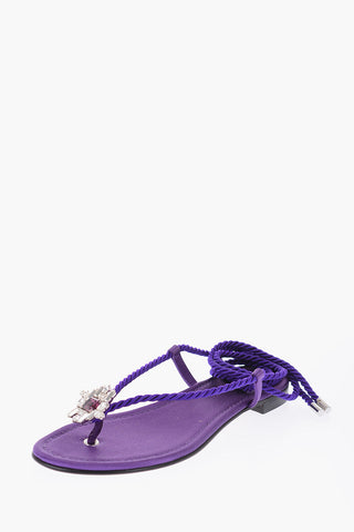 satin MIRA Lace-up sandals with rhinestone embellished