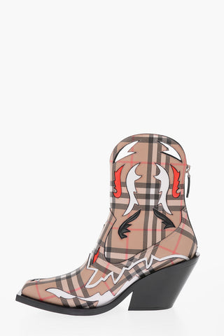 9.5cm leather and fabric MATLOCK Western boots with zip closure