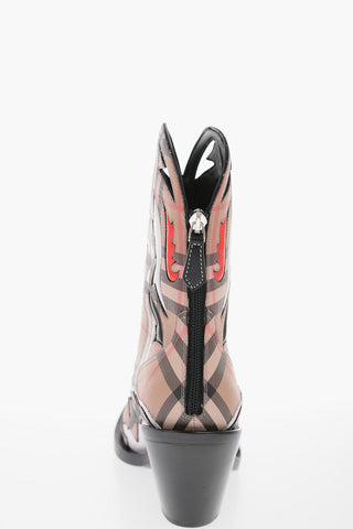 9.5cm leather and fabric MATLOCK Western boots with zip closure