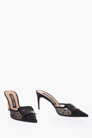 Mules con dettagli strass 8cm