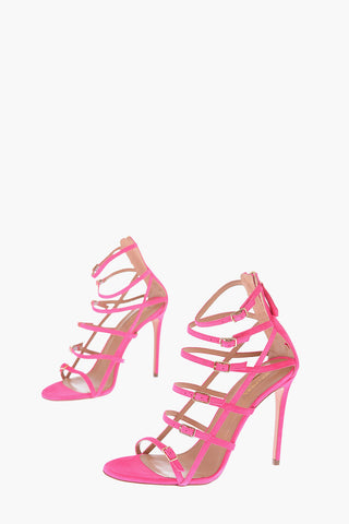 11cm suede leather SUPER MODEL sandals with buckles and zip closure
