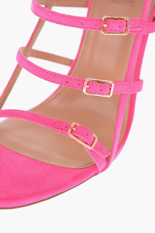 11cm suede leather SUPER MODEL sandals with buckles and zip closure