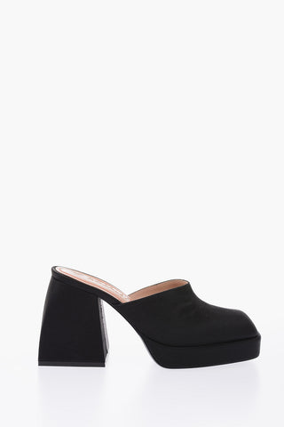 9.5cm satin Chunky Heel Mules