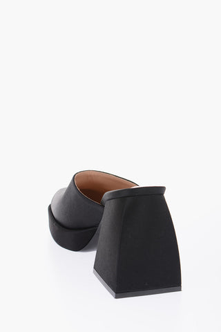 9.5cm satin Chunky Heel Mules