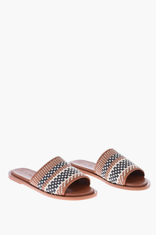 Leather and fabric Slides