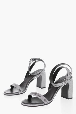 9cm glittered Ankle-strap sandals