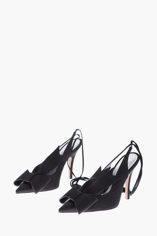 11cm lace-up Slingback pumps with bow detail