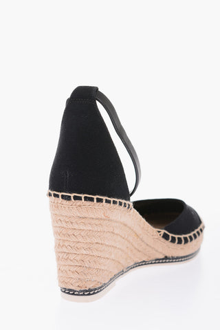 8.5cm leather and fabric Wedge espadrilles