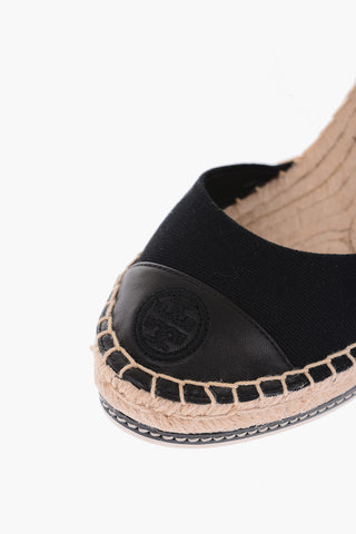 8.5cm leather and fabric Wedge espadrilles