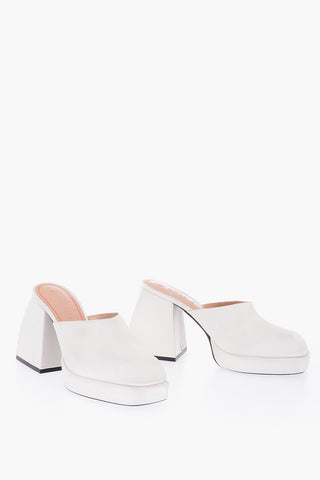 10 cm satin Chunky Heel Mules