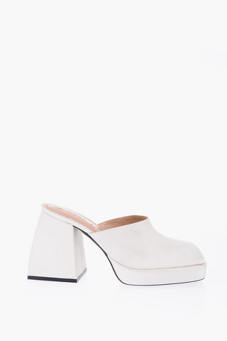 10 cm satin Chunky Heel Mules