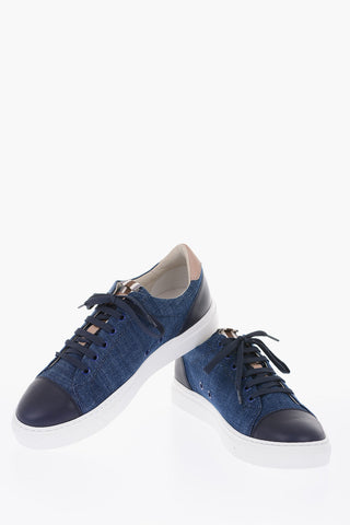 leather and fabric sneakers