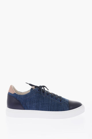 leather and fabric sneakers